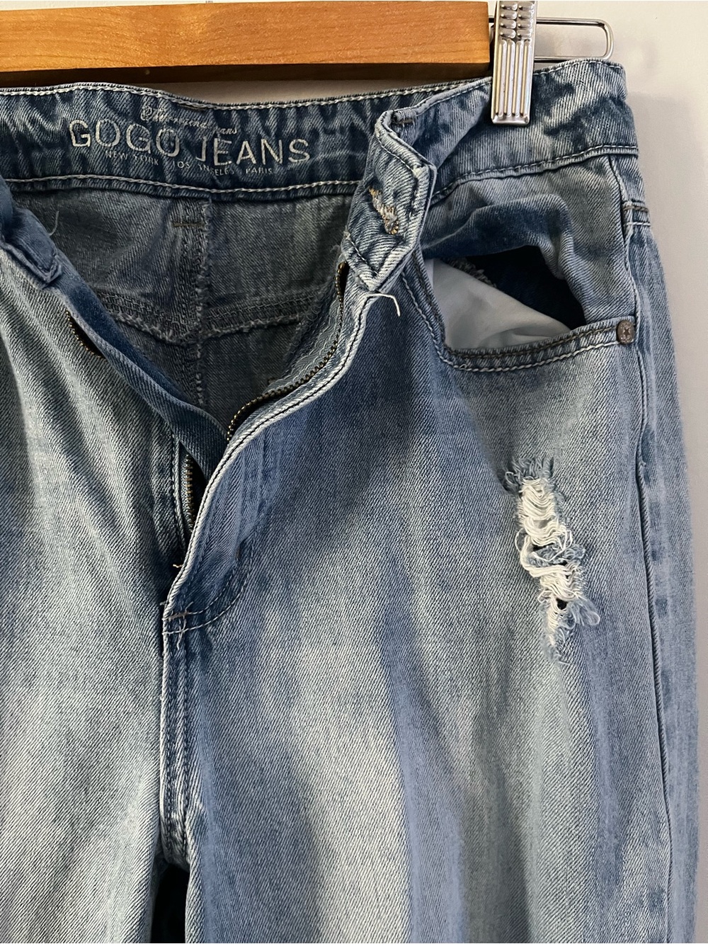 GOGO JEANS Straight Leg Ripped Jeans